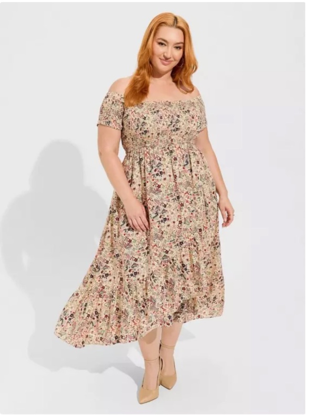 Torrid 3X Floral Off Shoulder Hi-Low Tulip Maxi Dress Pockets